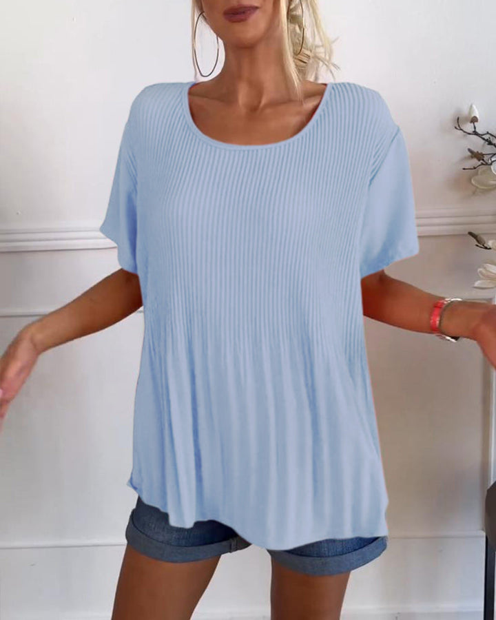 Blouse plissée à col rond | Élégance aérienne