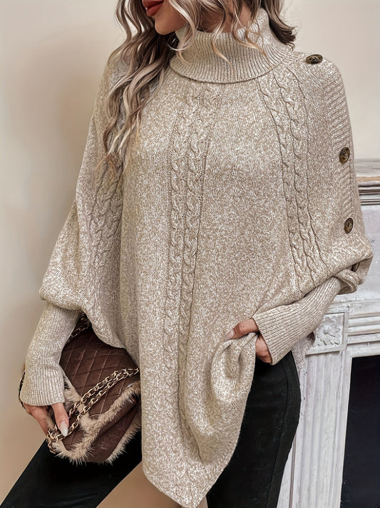 Poncho pull à col roulé | Élégance confortable