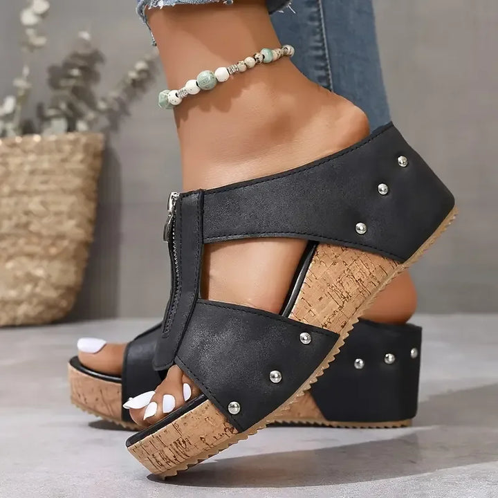 Sandales compensées zippées | Confort et style d’été