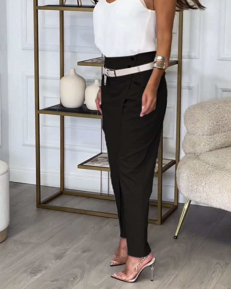 Pantalon habillé ceinturé | Silhouette structurée et touche chic