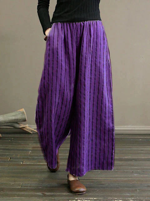 Pantalon large rayé | Élégance décontractée