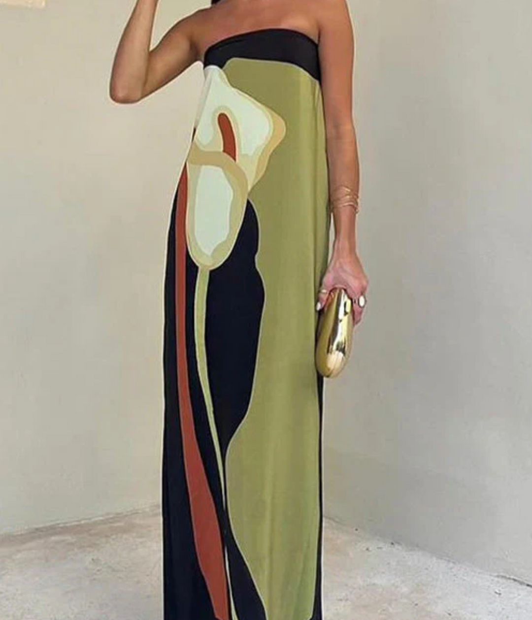 Robe longue bustier artistique | Élégance minimaliste