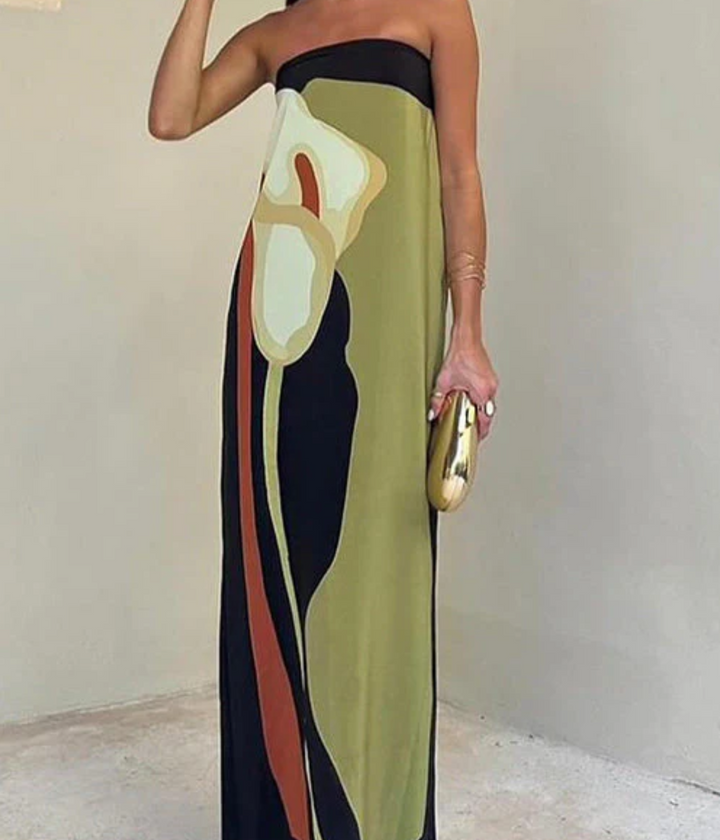 Robe longue bustier artistique | Élégance minimaliste