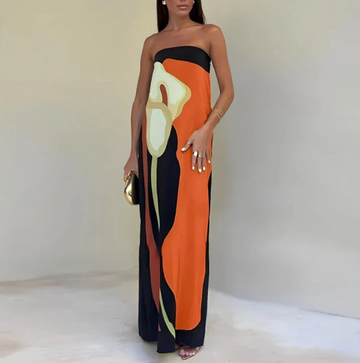 Robe longue bustier artistique | Élégance minimaliste