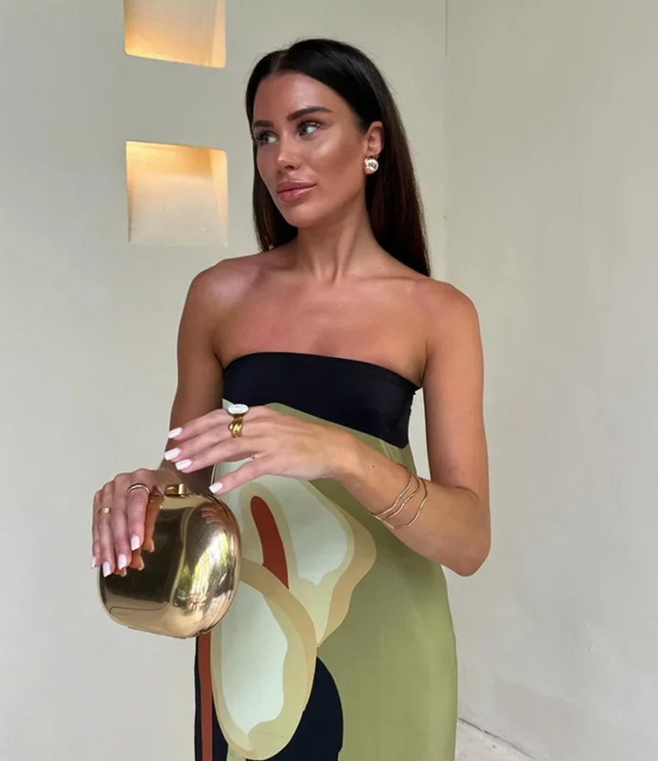 Robe longue bustier artistique | Élégance minimaliste