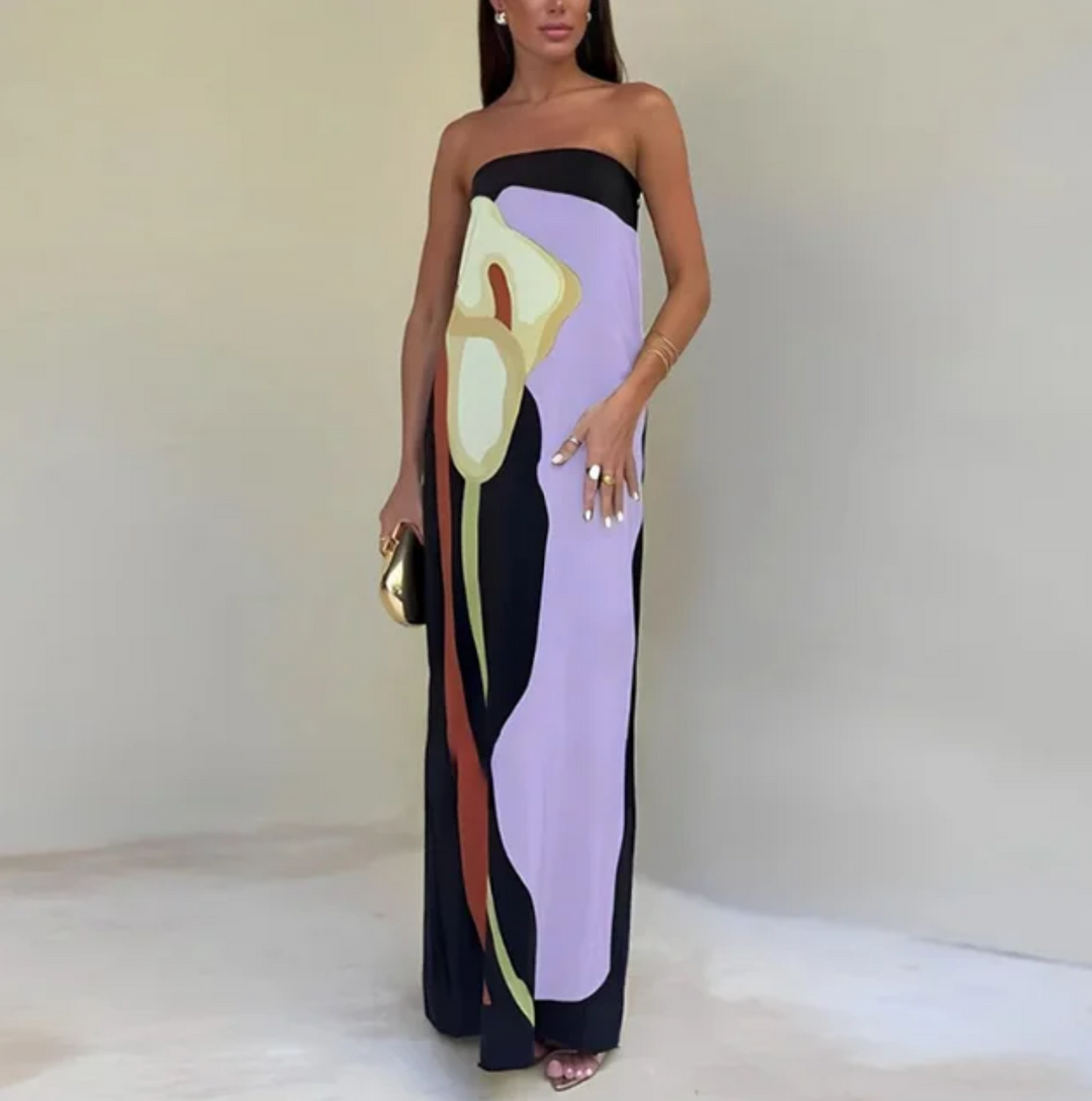 Robe longue bustier artistique | Élégance minimaliste