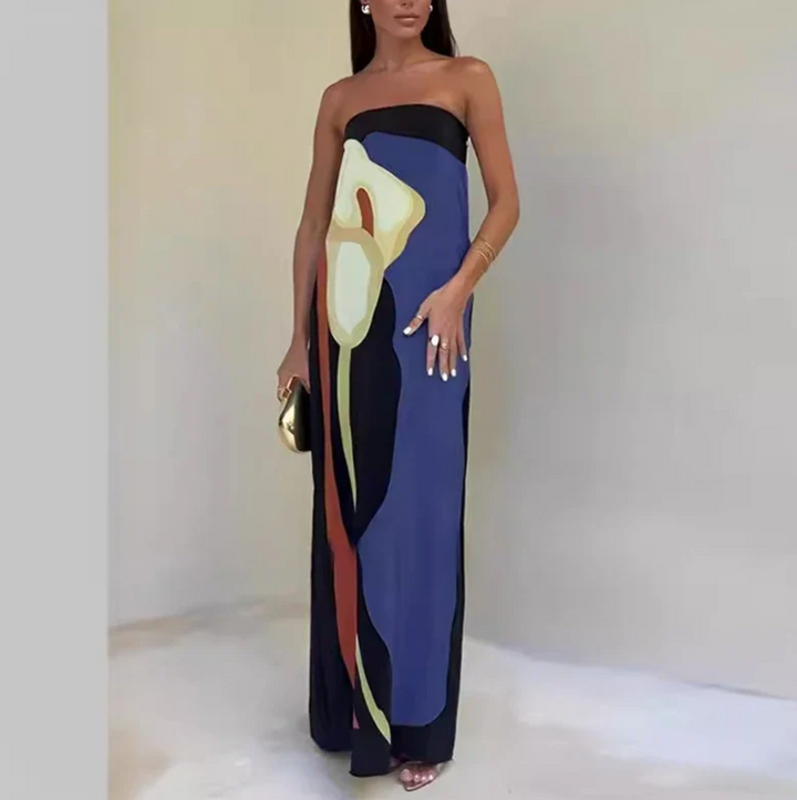 Robe longue bustier artistique | Élégance minimaliste