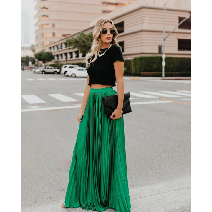 Jupe longue plissée élégante | Parfaite pour un look fluide et moderne