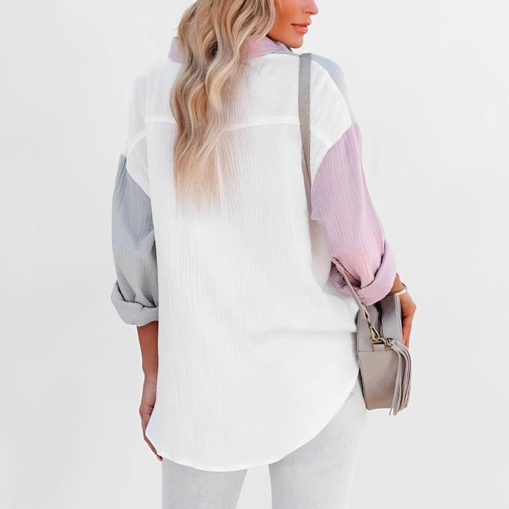 Chemise colorblock à boutons | Style décontracté chic