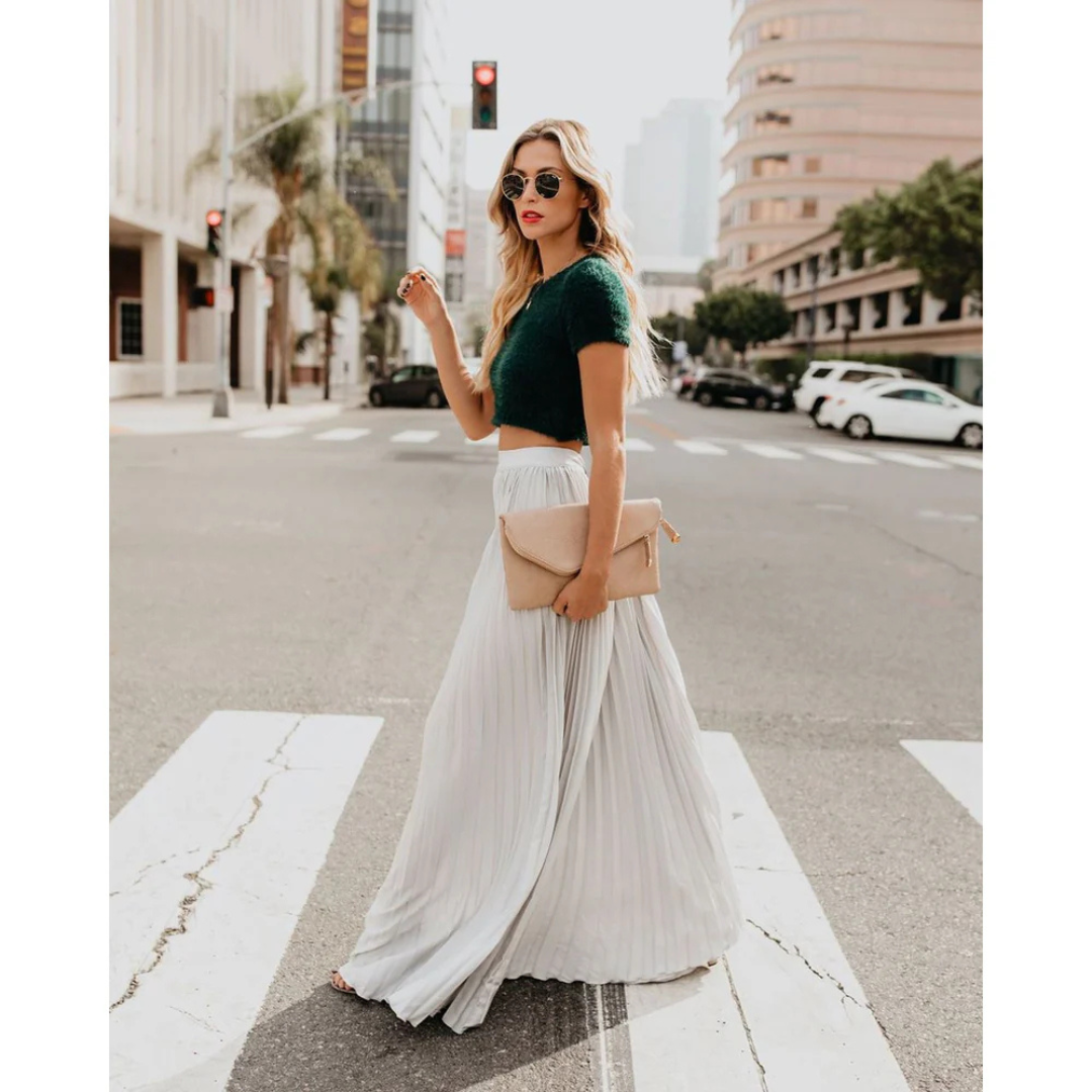 Jupe longue plissée élégante | Parfaite pour un look fluide et moderne