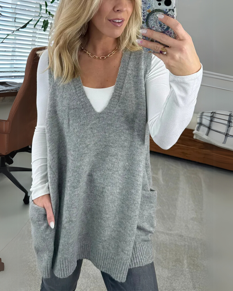 Gilet sans manches en maille | Superposition confortable au quotidien