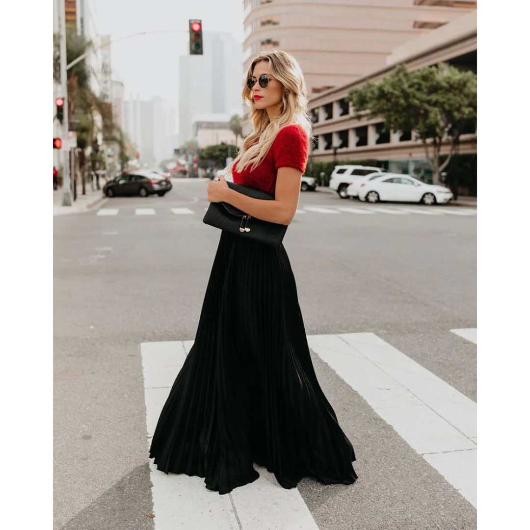 Jupe longue plissée élégante | Parfaite pour un look fluide et moderne