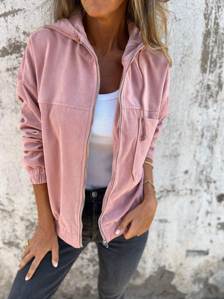 Veste zippée côtelée | Style décontracté moderne
