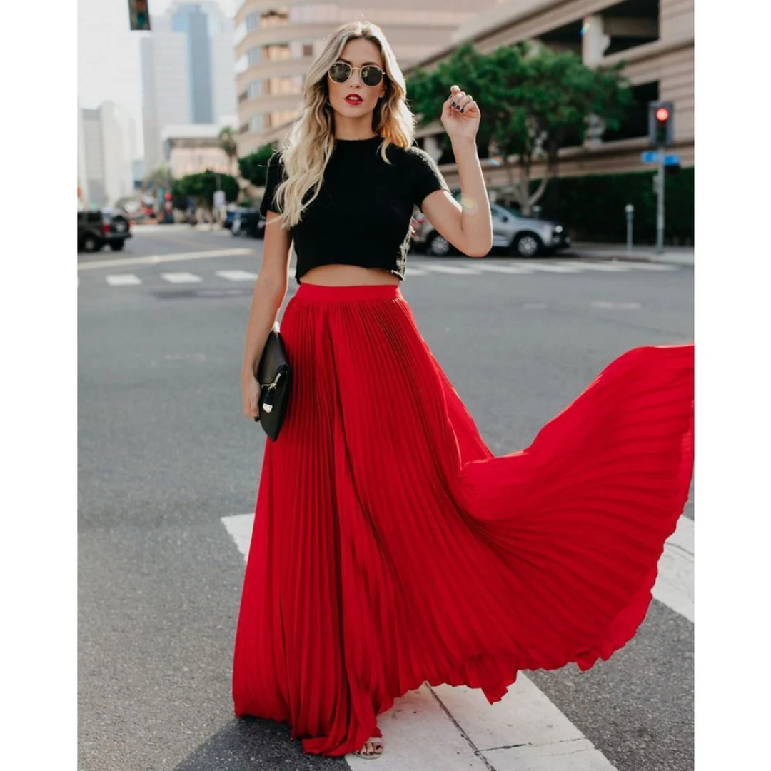 Jupe longue plissée élégante | Parfaite pour un look fluide et moderne