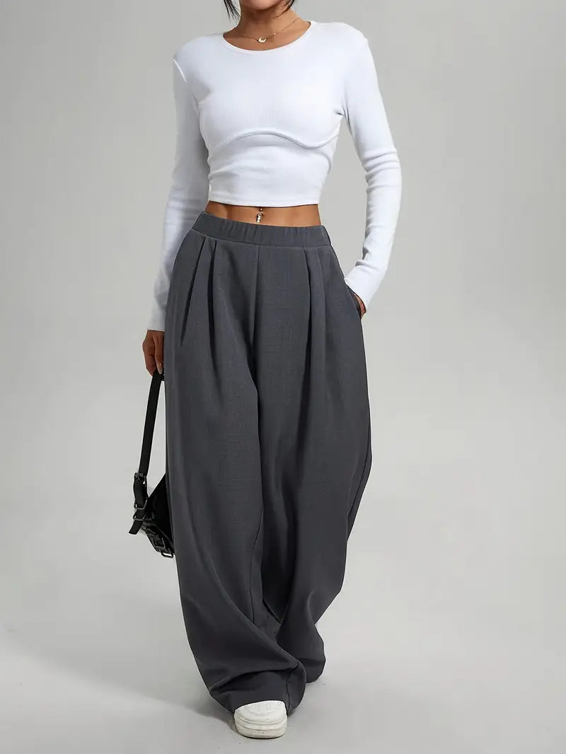 Pantalon ample taille haute | Confort et fluidité au quotidien