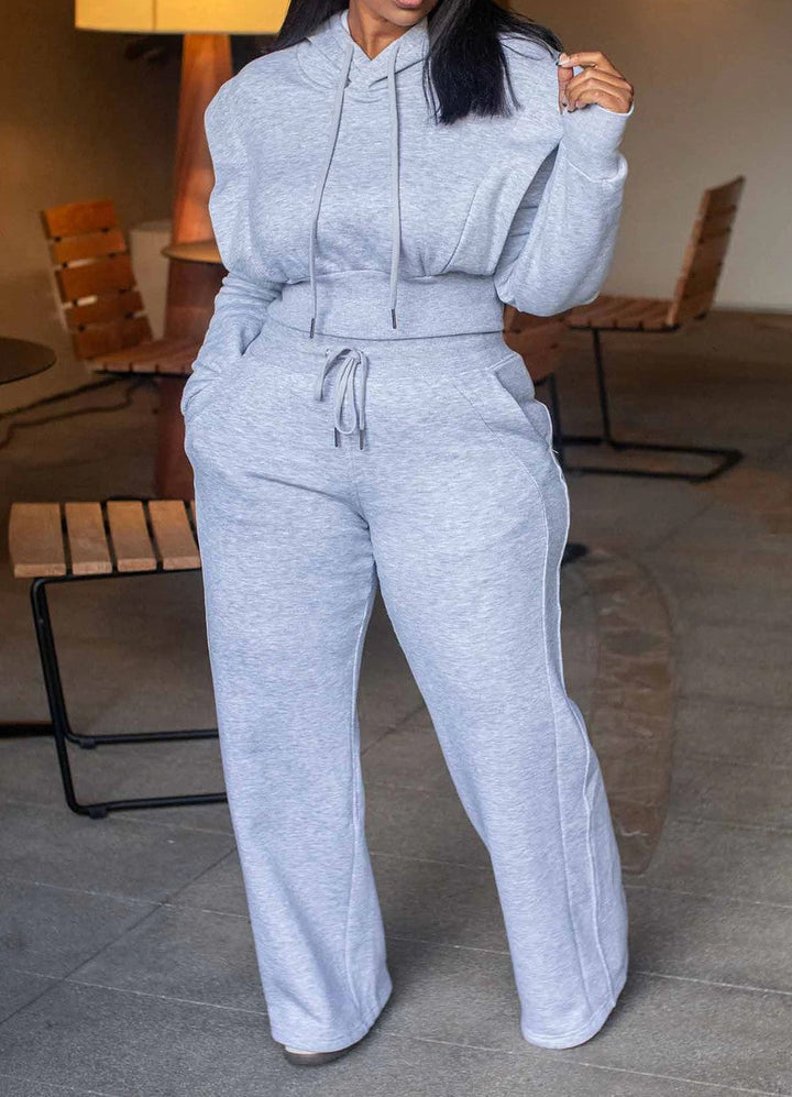 Ensemble deux pièces à capuche et pantalon large | Confort décontracté