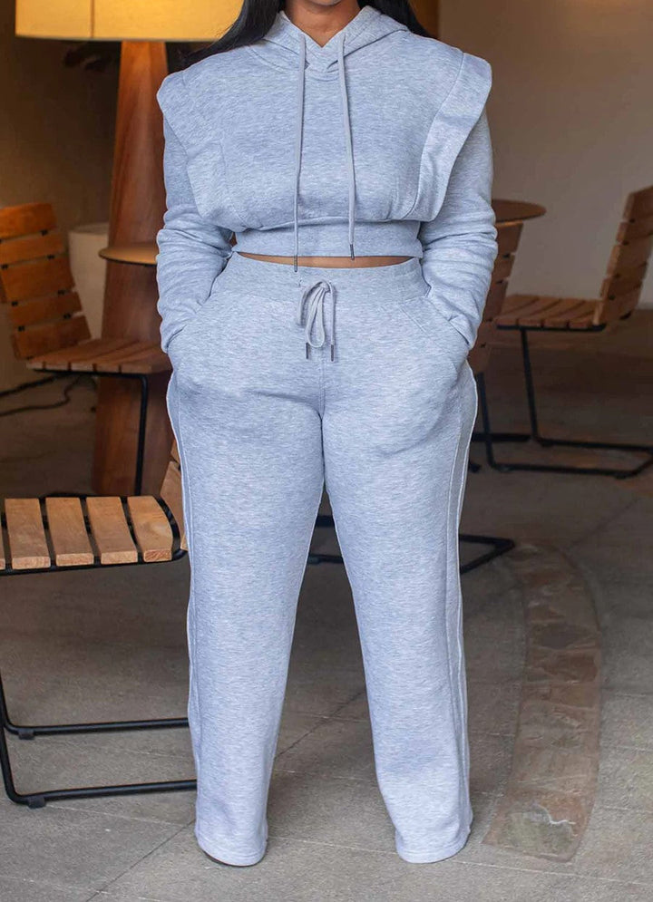 Ensemble deux pièces à capuche et pantalon large | Confort décontracté