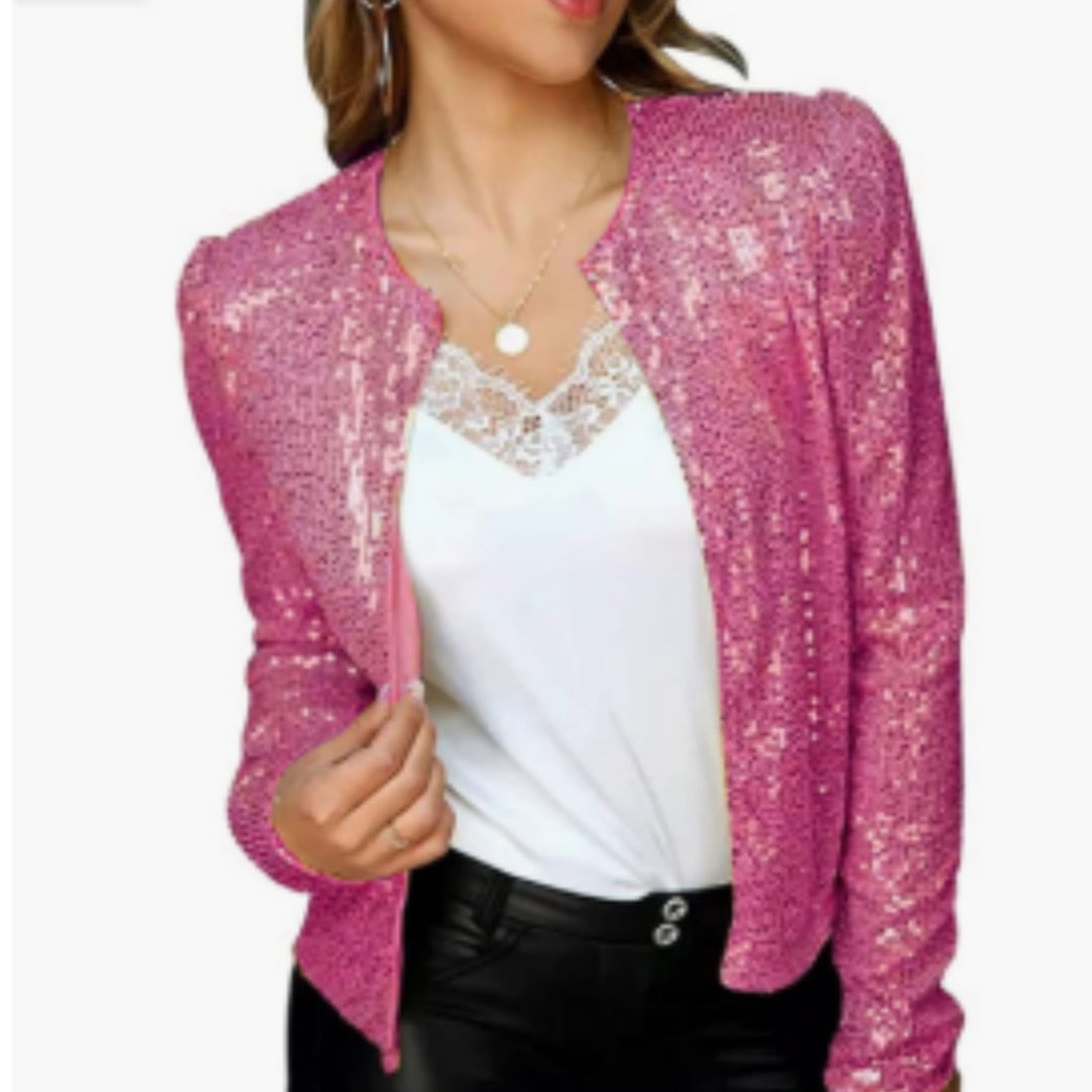 Blazer court à paillettes | Élégance brillante pour vos soirées