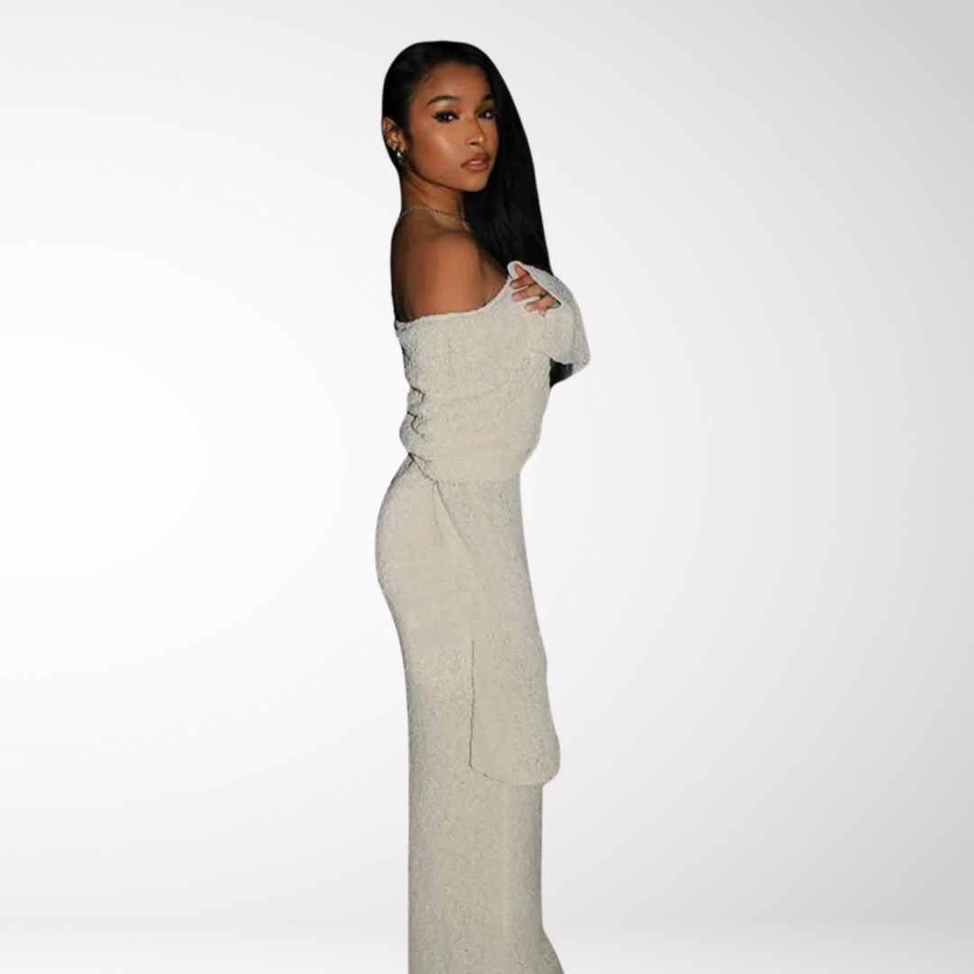 Robe midi épaules dénudées | Élégance texturée pour vos soirées