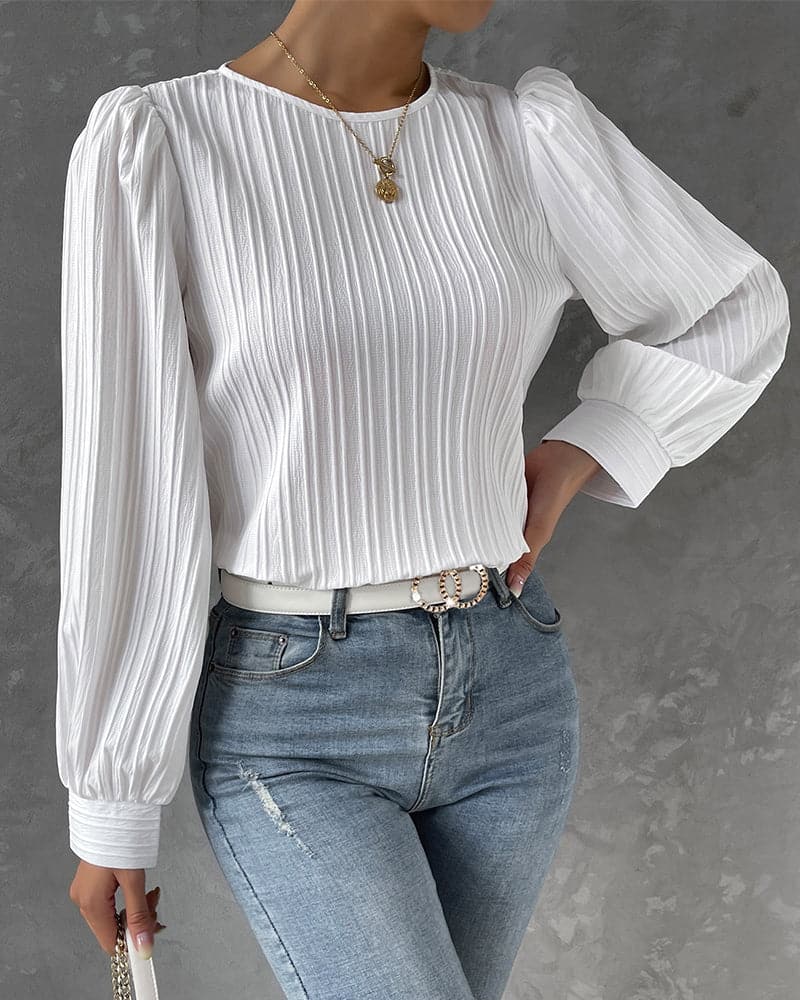 Blouse Élégante à Manches Bouffantes | Style Quotidien Chic