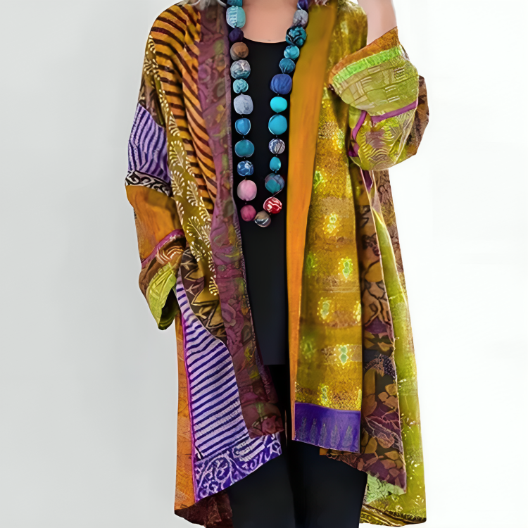 Cardigan ample imprimé | Style artistique et confort libre