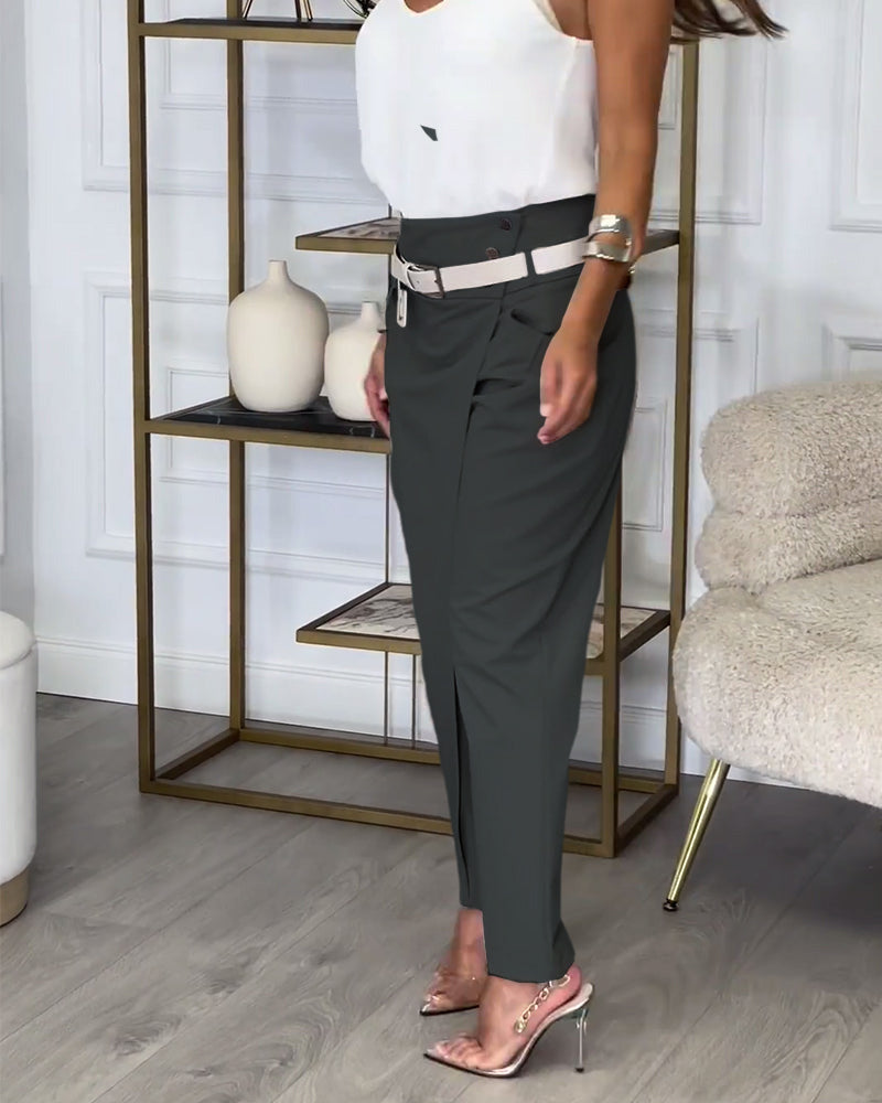 Pantalon habillé ceinturé | Silhouette structurée et touche chic