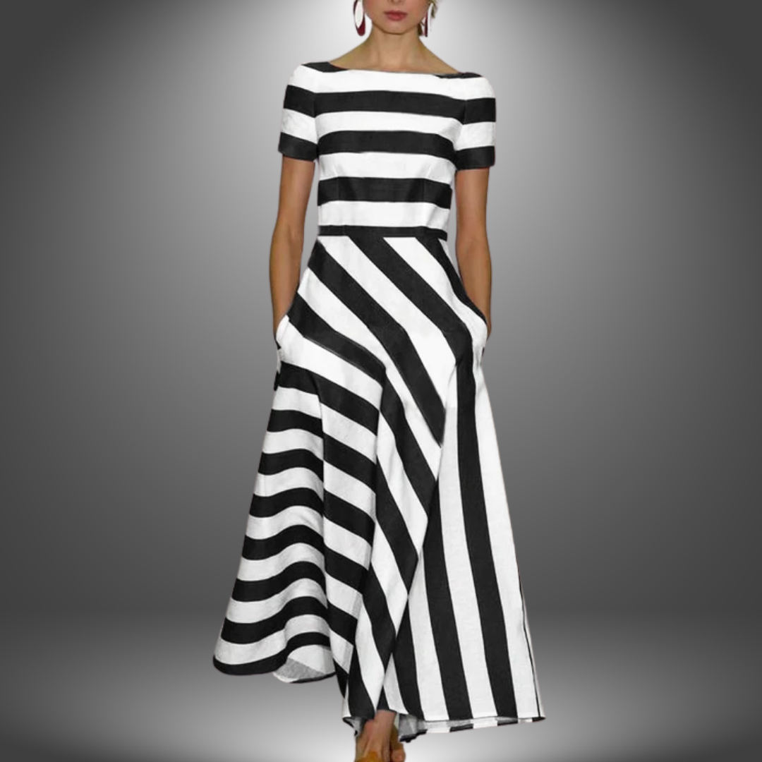 Robe longue à rayures élégantes | Style rayé fait main