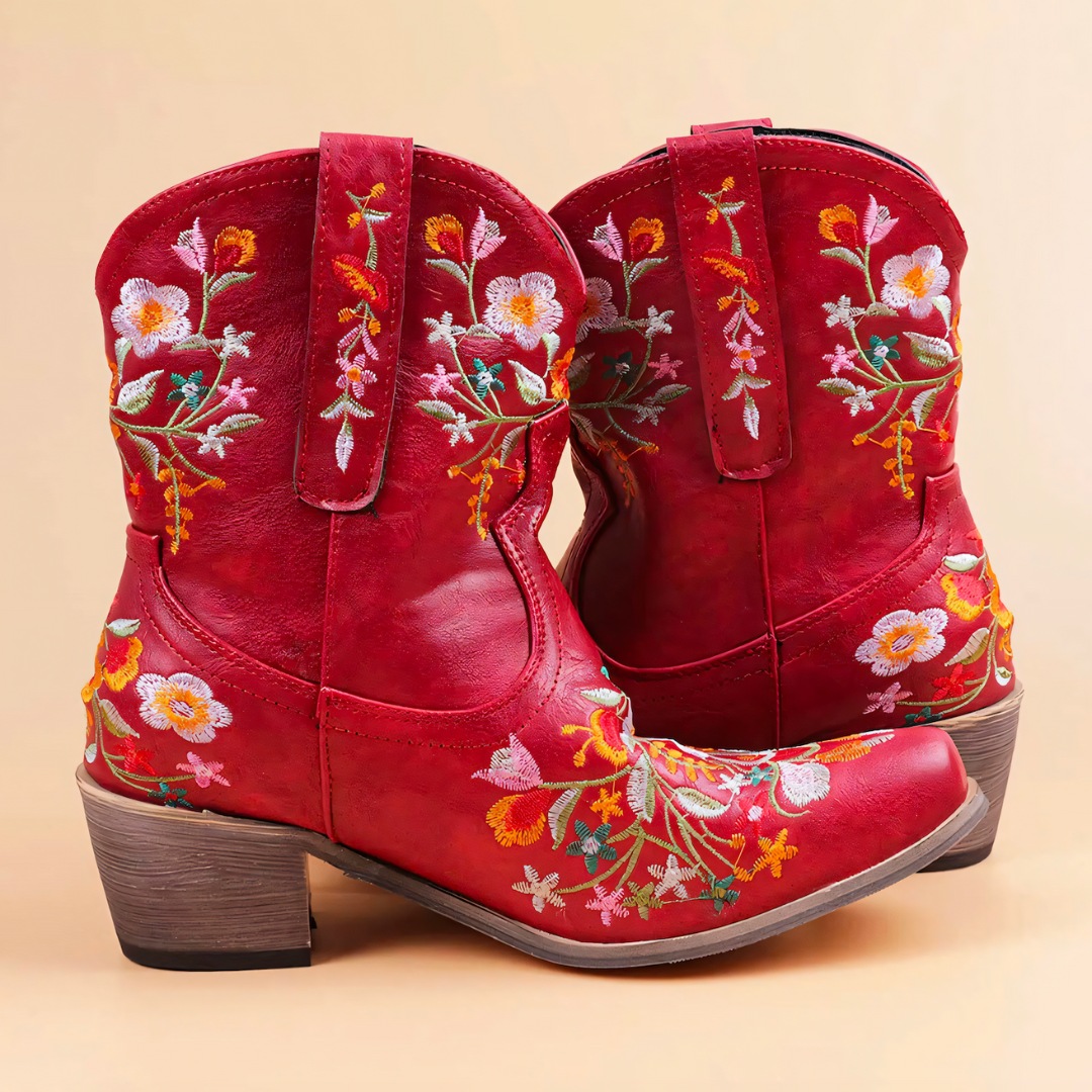 Bottes western à broderies florales | Style vintage original