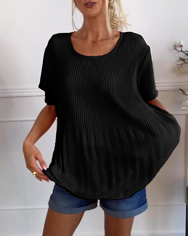Blouse plissée à col rond | Élégance aérienne