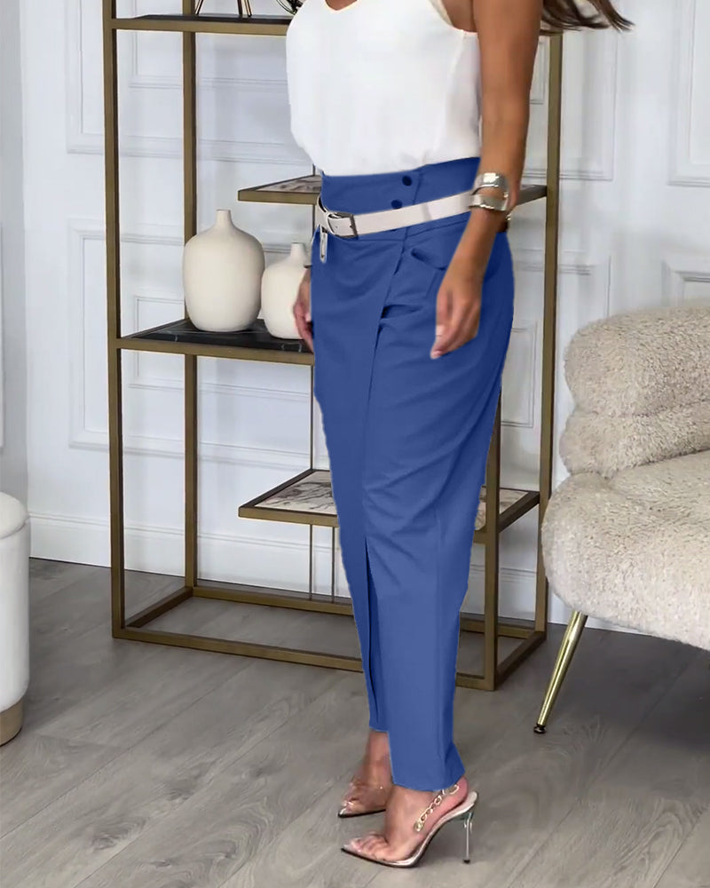 Pantalon habillé ceinturé | Silhouette structurée et touche chic