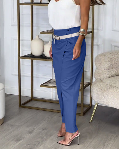 Pantalon habillé ceinturé | Silhouette structurée et touche chic