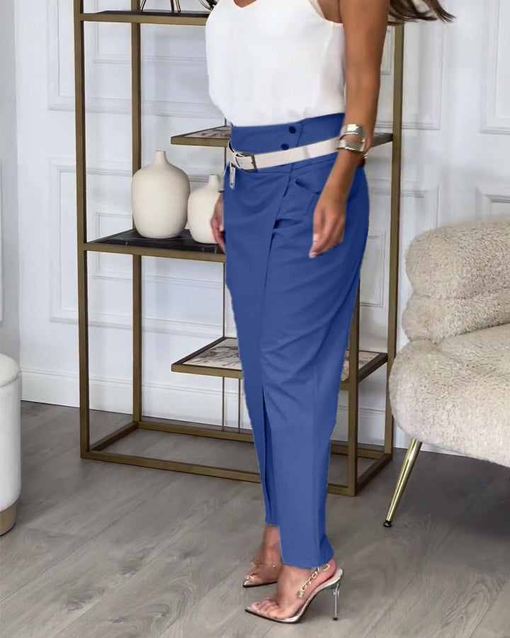 Pantalon habillé ceinturé | Silhouette structurée et touche chic