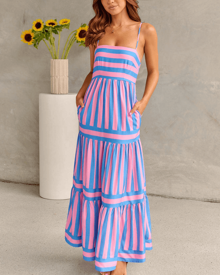 Robe longue à rayures | Coupe fluide et allure graphique