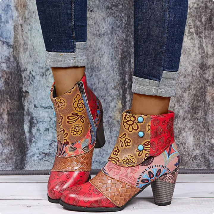 Bottines à talons motifs bohèmes | Confort stylé en toutes saisons
