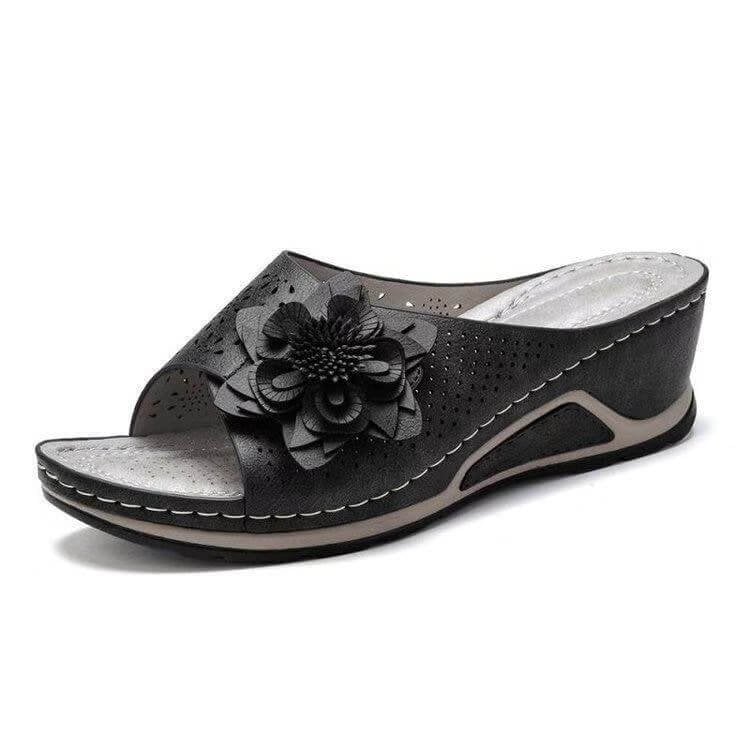 Sandales mules orthopédiques | Confort avec détail fleuri élégant