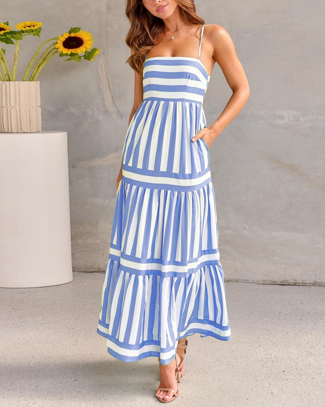 Robe longue à rayures | Coupe fluide et allure graphique