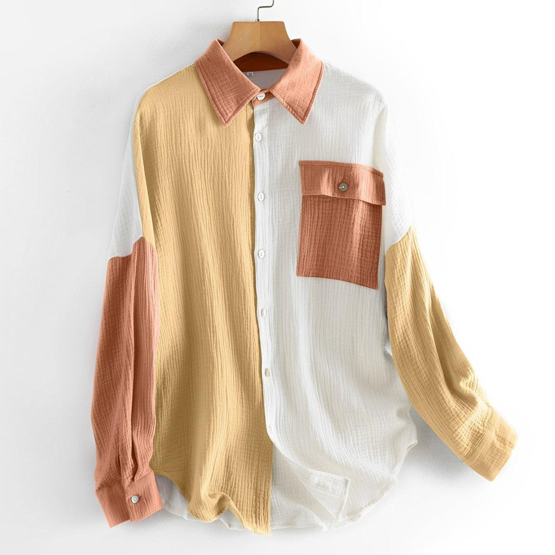 Chemise colorblock à boutons | Style décontracté chic