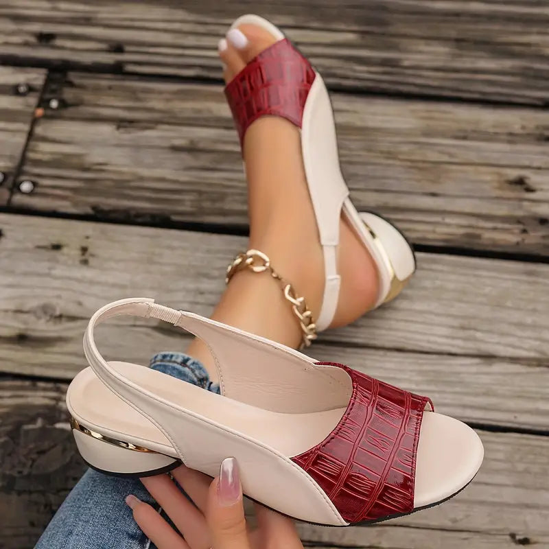 Sandales slingback ouvertes | Élégance croco chic