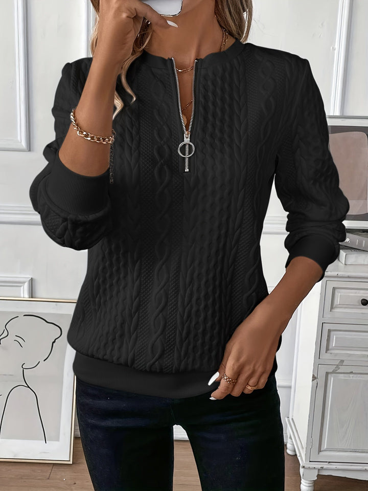 Pull zippé texturé femme | Confort structuré pour les journées fraîches
