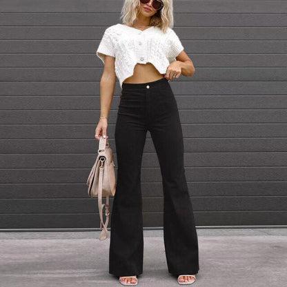 Pantalon évasé taille haute | Élégance rétro décontractée
