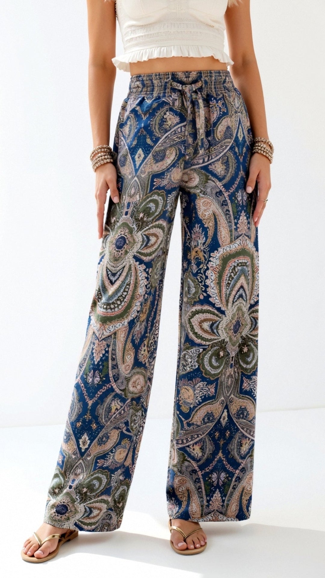 Pantalon large imprimé | Confort bohème pour journées ensoleillées