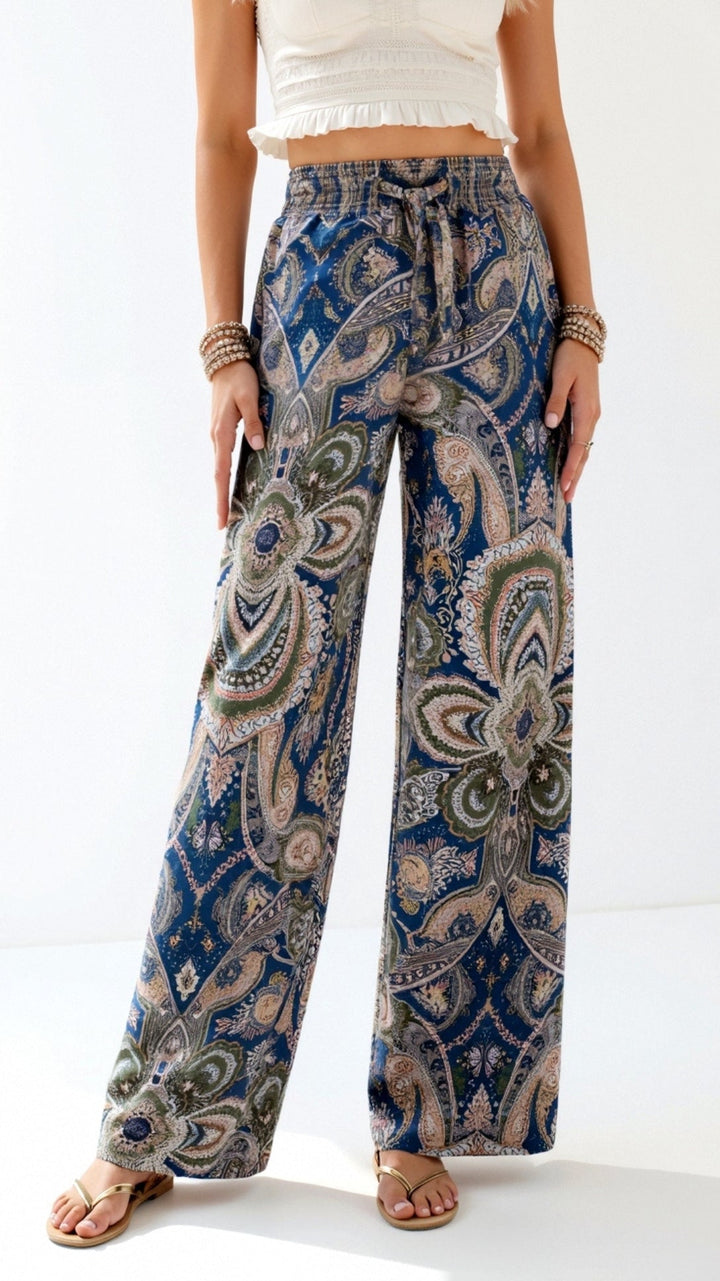Pantalon large imprimé | Confort bohème pour journées ensoleillées