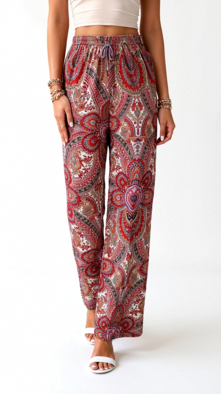 Pantalon large imprimé | Confort bohème pour journées ensoleillées