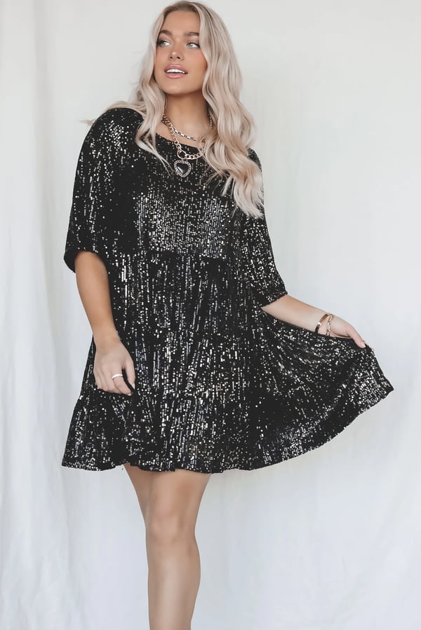 Robe mini à sequins brillants | Idéale pour les soirées festives