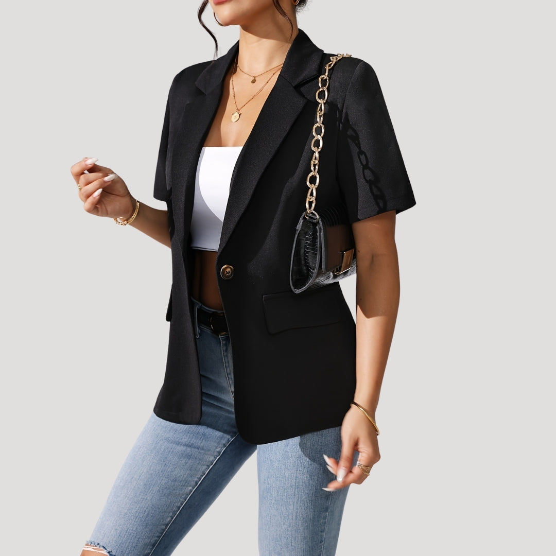 Blazer noir manches courtes | Élégance moderne