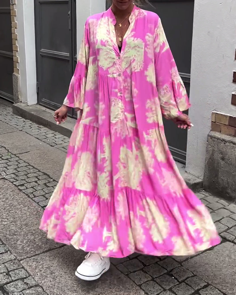 Robe longue fluide imprimée | Parfaite pour le printemps et l'été