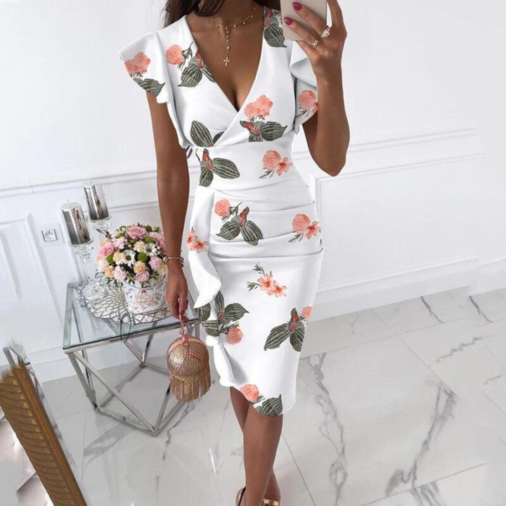 Robe à fleurs mi-longue | Élégance printanière