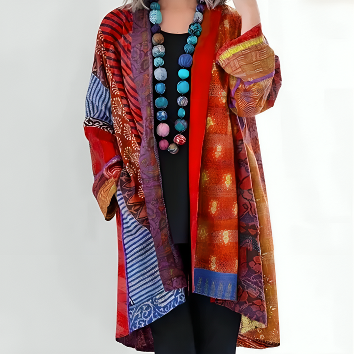 Cardigan ample imprimé | Style artistique et confort libre