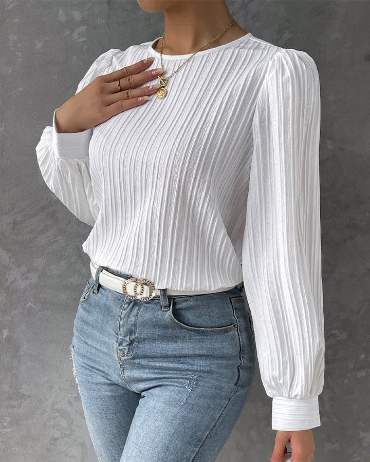 Blouse Élégante à Manches Bouffantes | Style Quotidien Chic