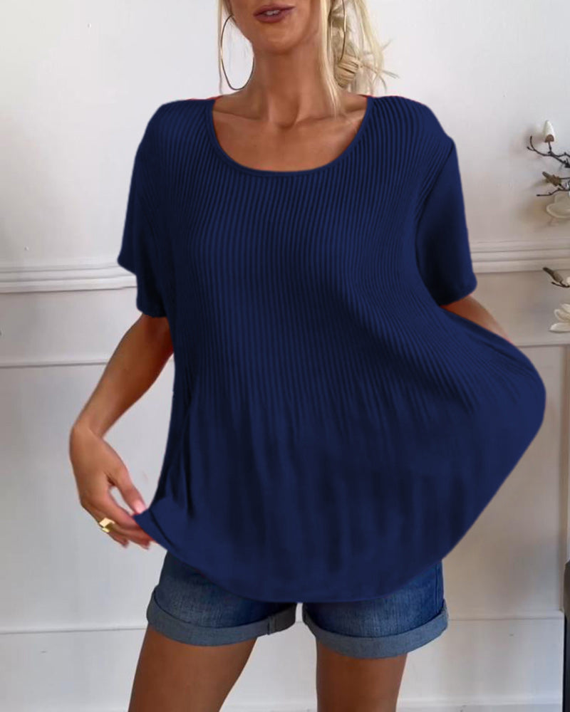Blouse plissée à col rond | Élégance aérienne